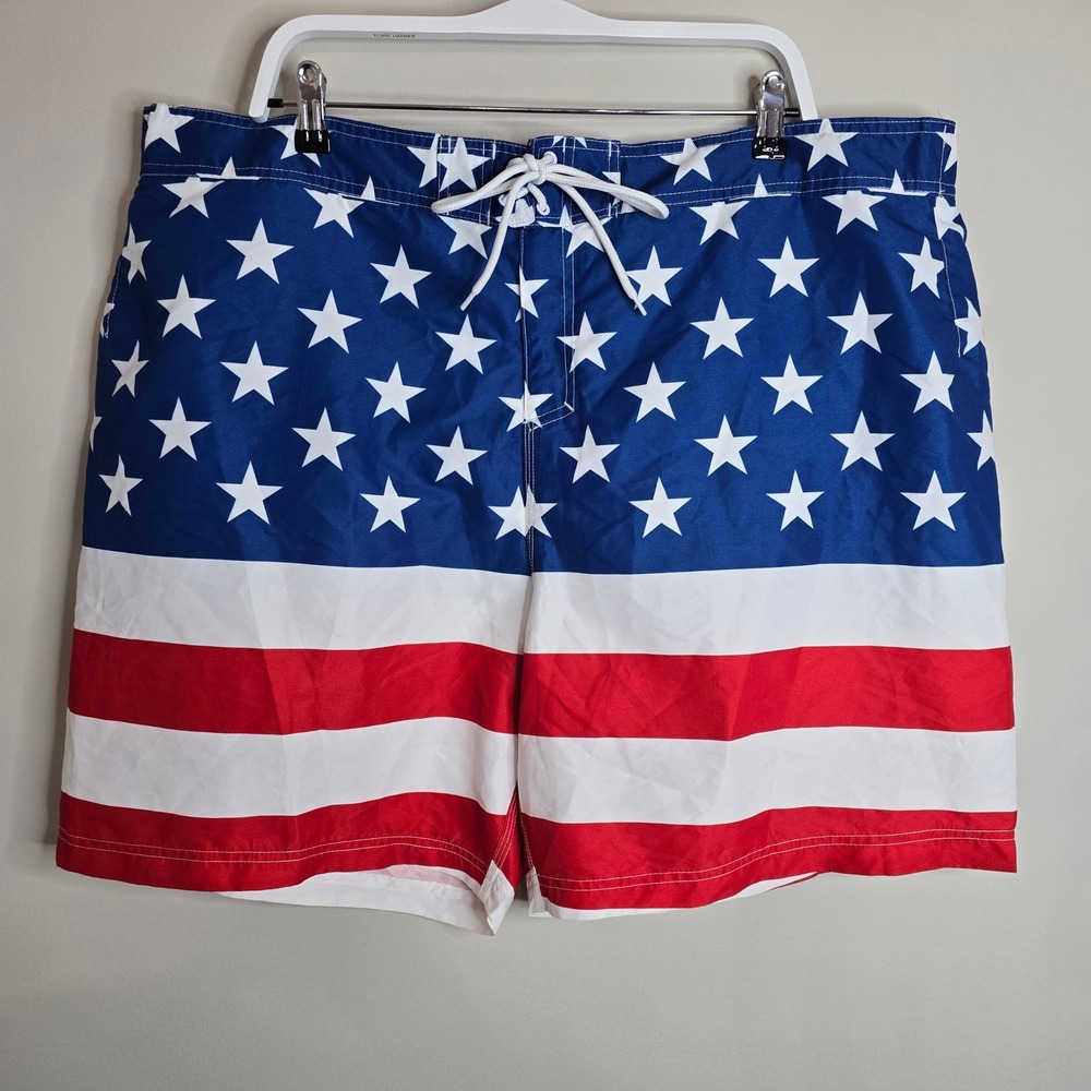 Walnut & 39th Mens American Flag Swim Trunks XXL Patriotic Stars Stripes USA 250